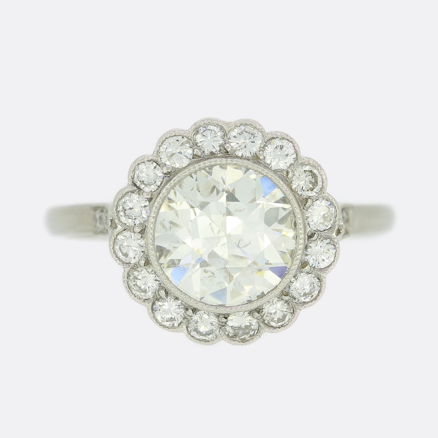 Art Deco Style 1.35 Carat Old Cut Diamond Cluster Ring