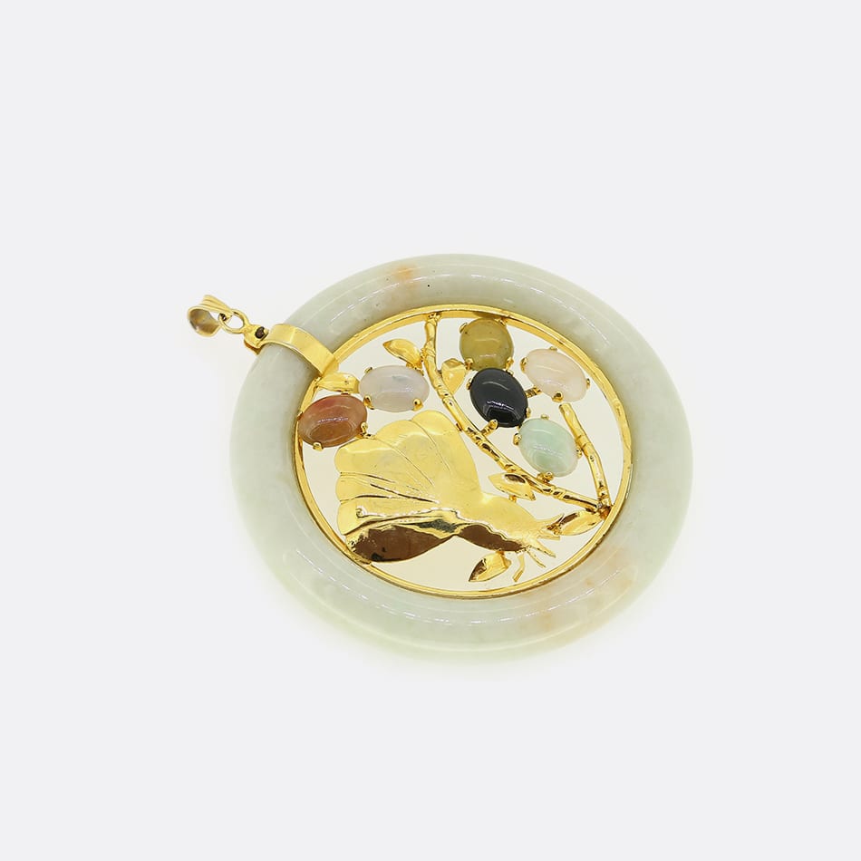 Large Multi Coloured Jade Pendant
