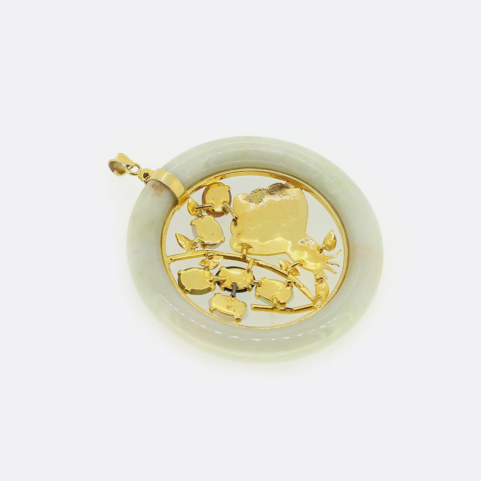 Large Multi Coloured Jade Pendant