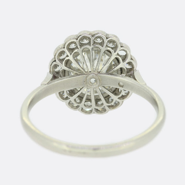 Art Deco Style 1.35 Carat Old Cut Diamond Cluster Ring
