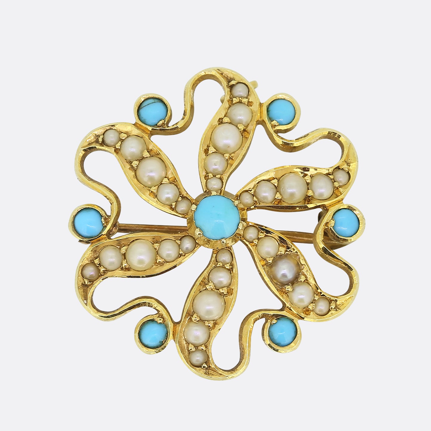 Victorian Turquoise and Pearl Brooch Pendant