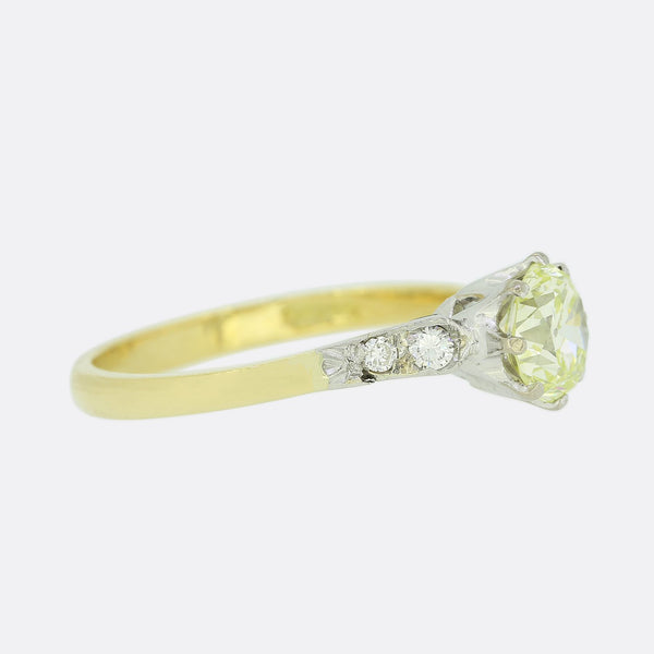 Vintage 0.95 Carat Old Cut Diamond Solitaire Ring