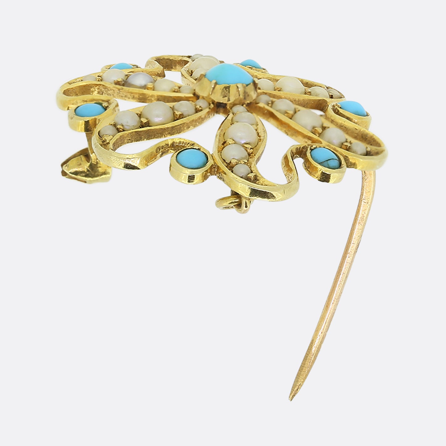 Victorian Turquoise and Pearl Brooch Pendant