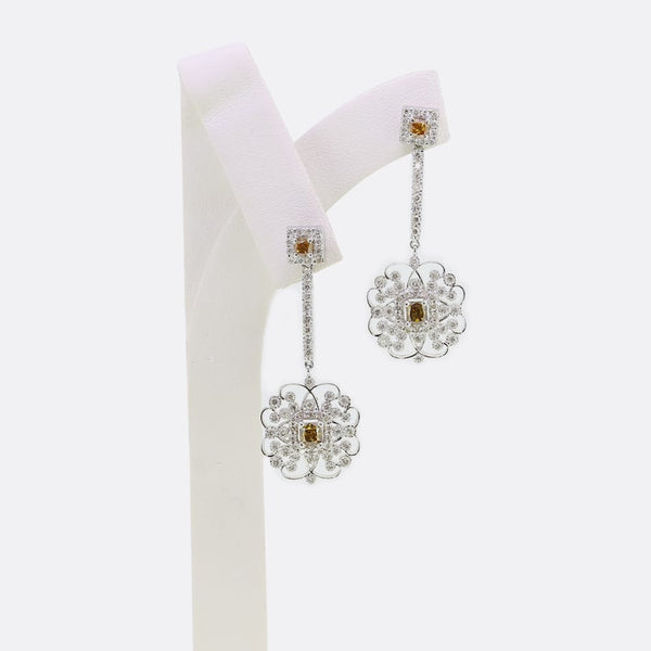 Natural Fancy Diamond Drop Earrings