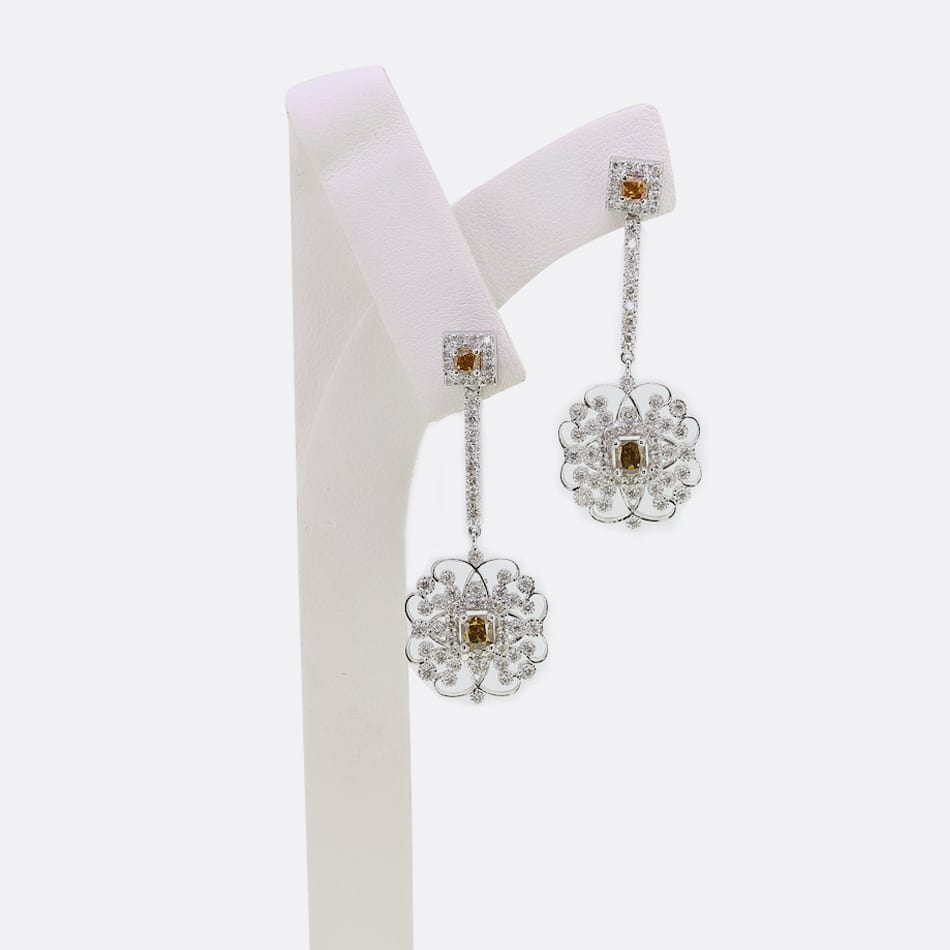 Natural Fancy Diamond Drop Earrings