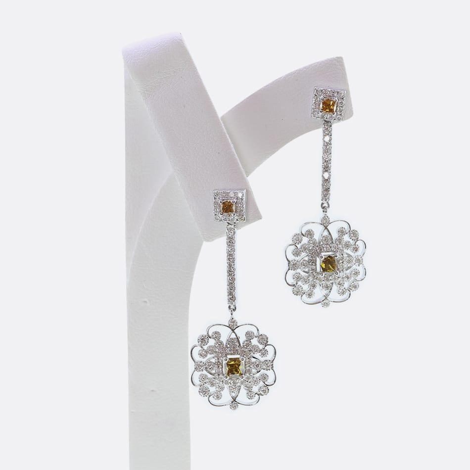 Natural Fancy Diamond Drop Earrings