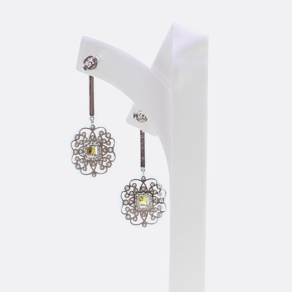 Natural Fancy Diamond Drop Earrings
