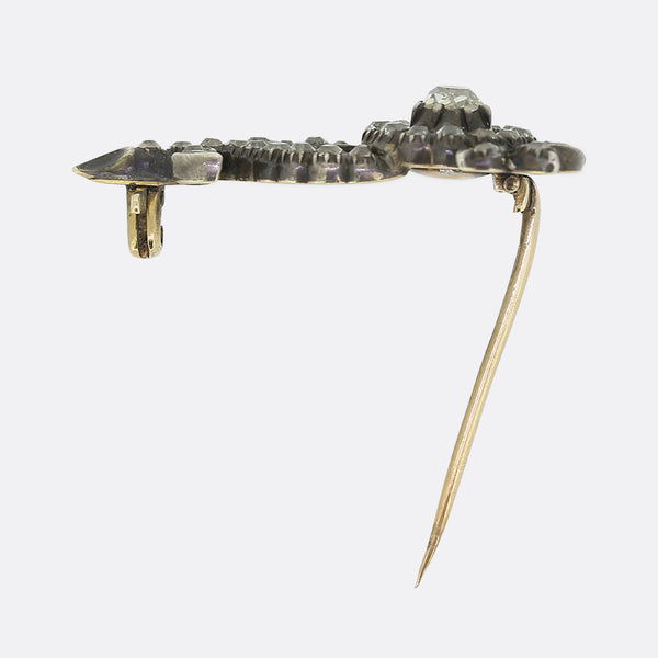 Georgian 0.94 Carat Diamond Flower Pin Brooch