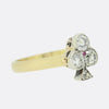 0.62 Carat Old Cut Diamond and Ruby Clover Ring
