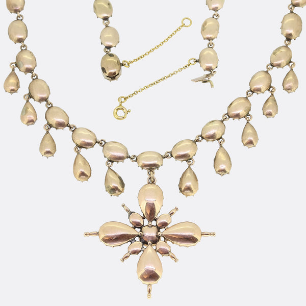Georgian Garnet Maltese Cross Necklace
