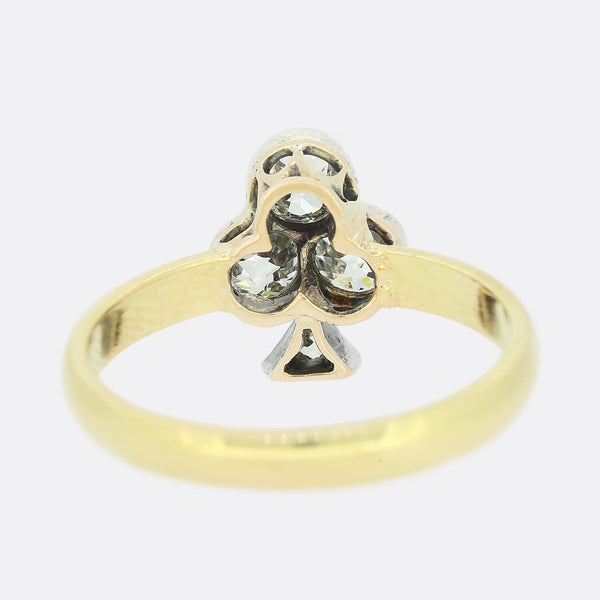0.62 Carat Old Cut Diamond and Ruby Clover Ring