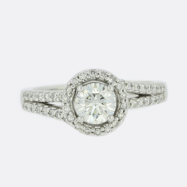 0.50 Carat Brilliant Cut Diamond Halo Ring