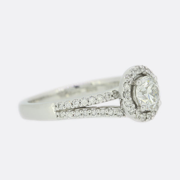 0.50 Carat Brilliant Cut Diamond Halo Ring