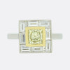 0.95 Carat Princess Cut Yellow Diamond Art Deco Style Ring
