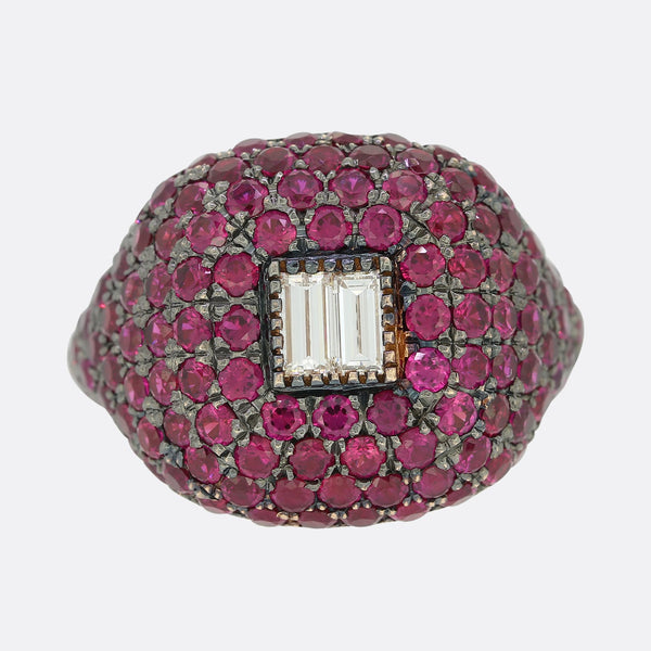 Ruby and Diamond Bombe Ring