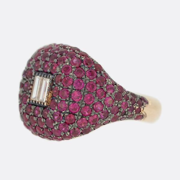 Ruby and Diamond Bombe Ring