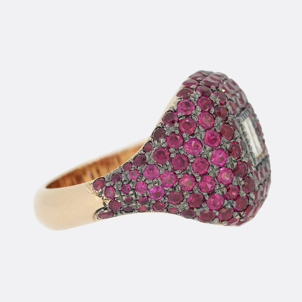 Ruby and Diamond Bombe Ring