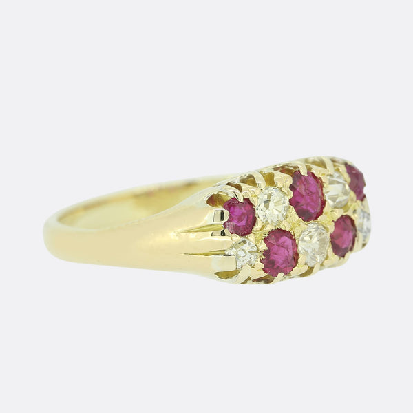 Victorian Ruby and Diamond Chequerboard Ring