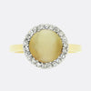 Cats Eye Chrysoberyl and Diamond Cluster Ring