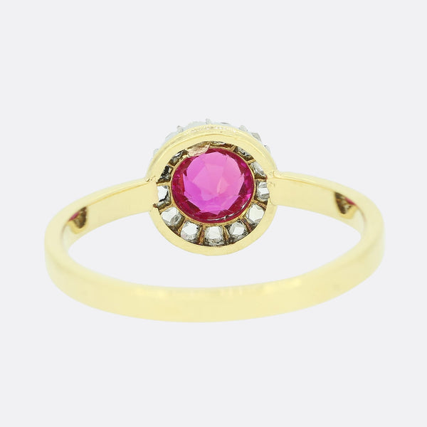 Synthetic Ruby and Diamond Cluster Ring