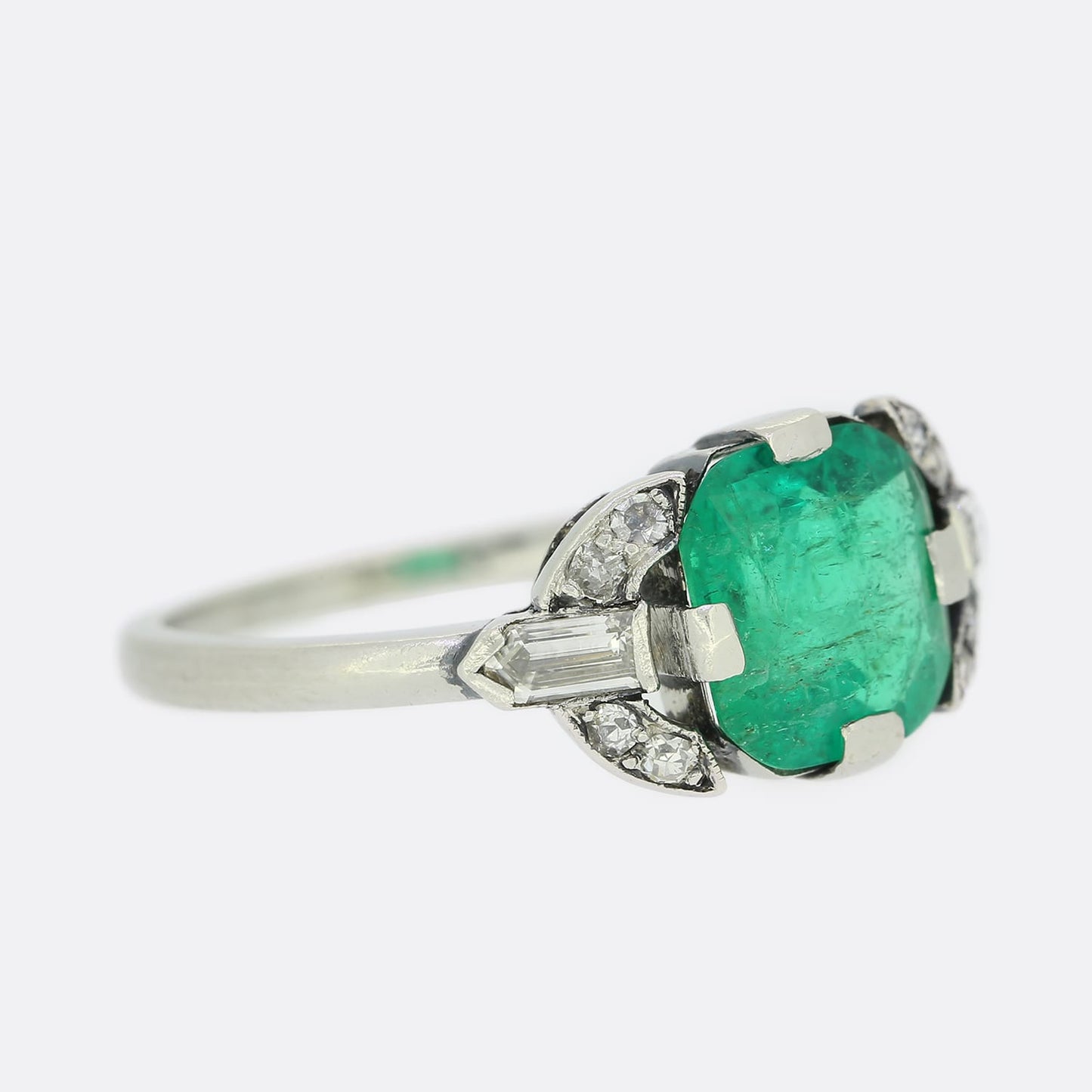 Lacloche Art Deco 0.80 Carat Emerald and Diamond Ring