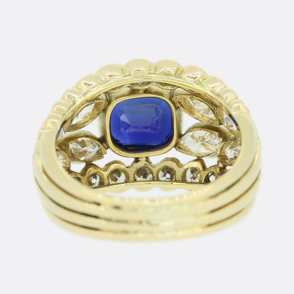 2.10 Carat Sapphire and Diamond Cluster Ring