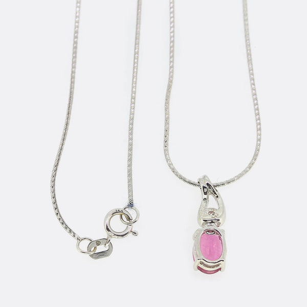 Pink Tourmaline and Diamond Pendant Necklace