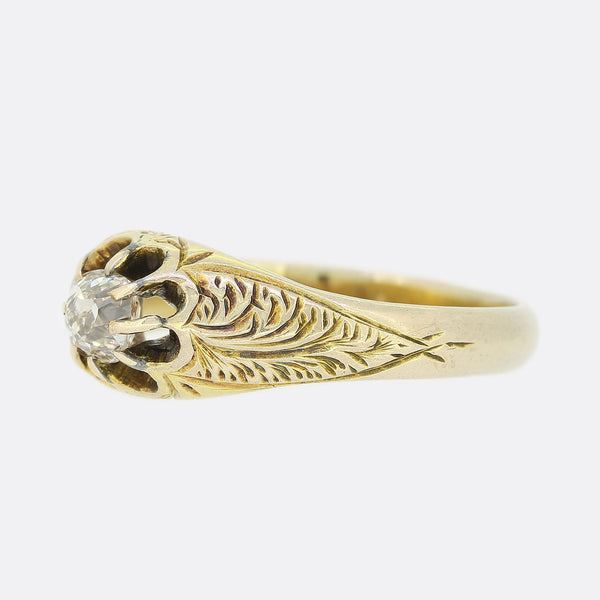 Victorian Patterned 0.33 Carat Diamond Gypsy Ring