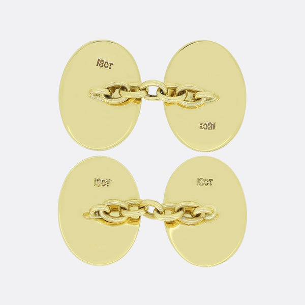Vintage Oval White Enamel Cufflinks
