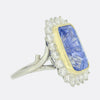 French 25.92 Carat Unheated Ceylon Sapphire and Diamond Cluster Ring