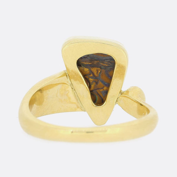 Boulder Opal and Diamond Abstract Ring