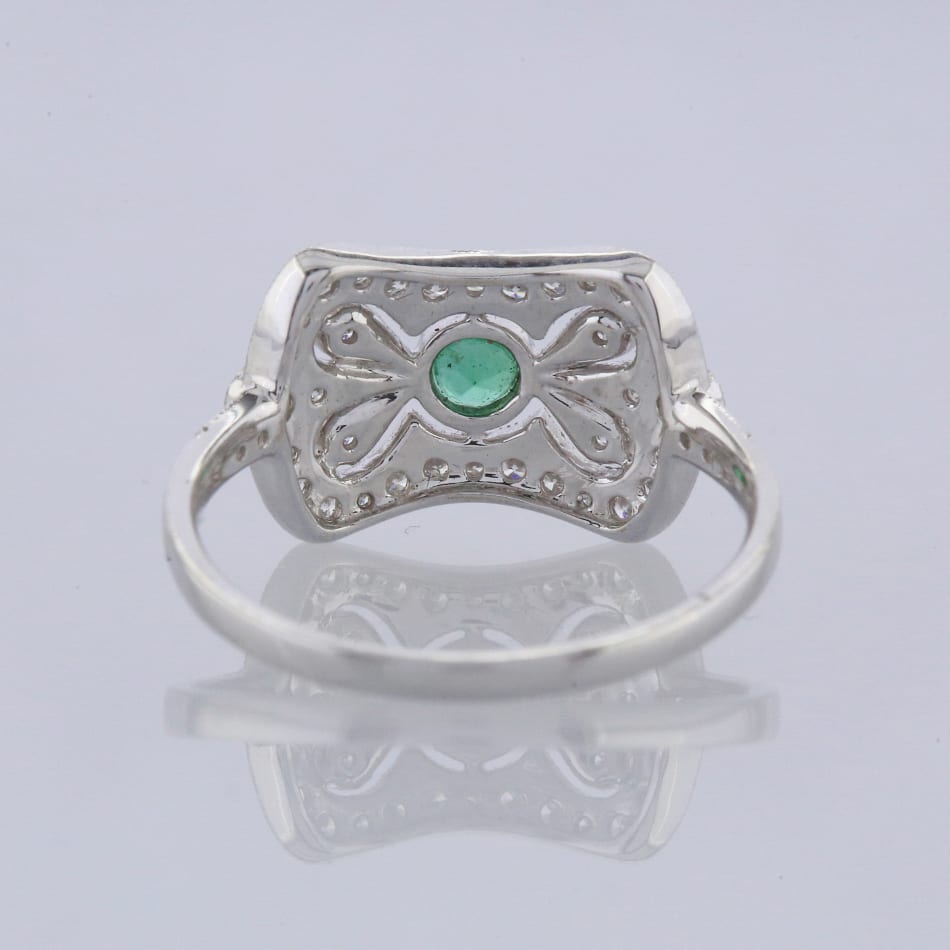 Ornate Emerald and Diamond Ring