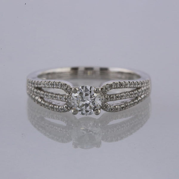 Diamond Solitaire Split Shoulders Ring