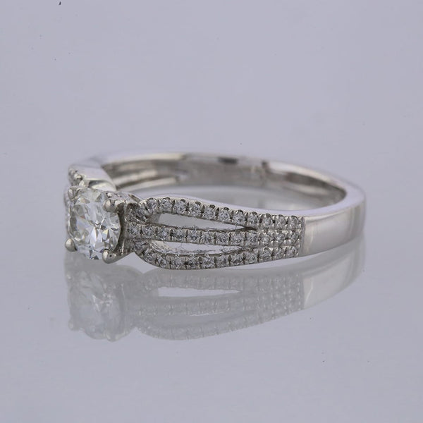 Diamond Solitaire Split Shoulders Ring