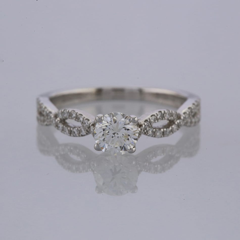 0.54 Carat Diamond Crossover Shoulders Engagement Ring