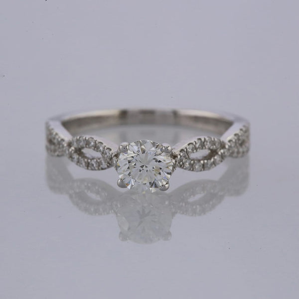 0.54 Carat Diamond Crossover Shoulders Engagement Ring