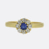 Old Cut Diamond and Sapphire Cluster Ring