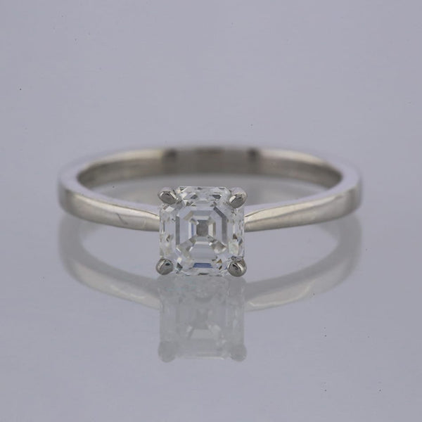0.91 Carat Asscher Cut Diamond Solitaire Ring