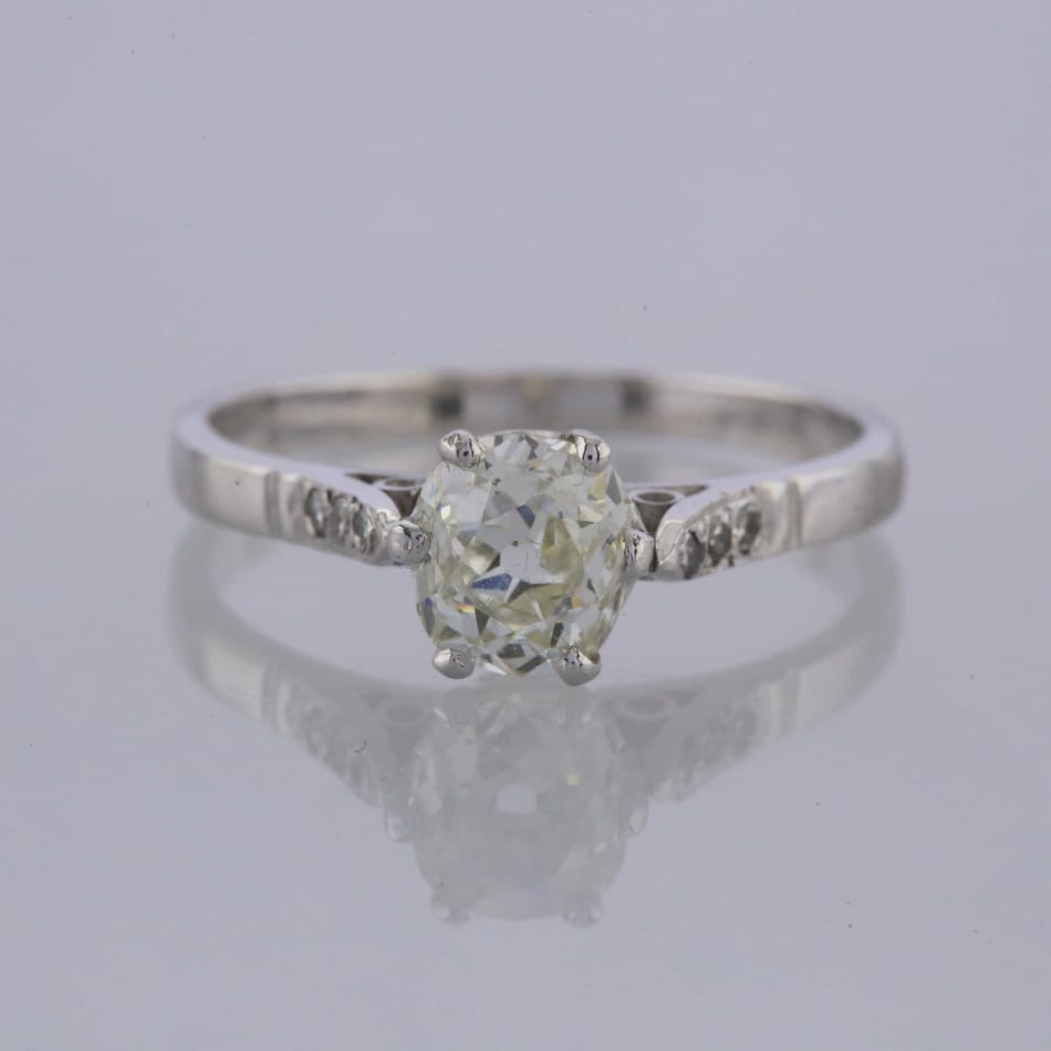 0.98 Carat Old Mine Cut Diamond Engagement Ring