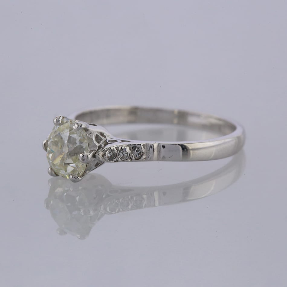 0.98 Carat Old Mine Cut Diamond Engagement Ring