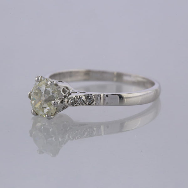 0.98 Carat Old Mine Cut Diamond Engagement Ring