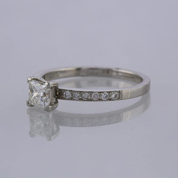 0.52 Carat Pavé Set Band Diamond Engagement Ring
