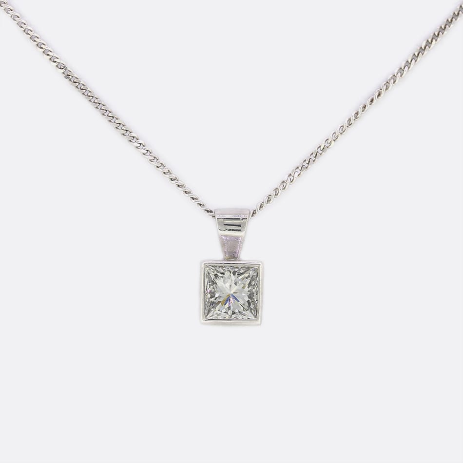0.50 Carat Princess Cut Diamond Pendant Necklace