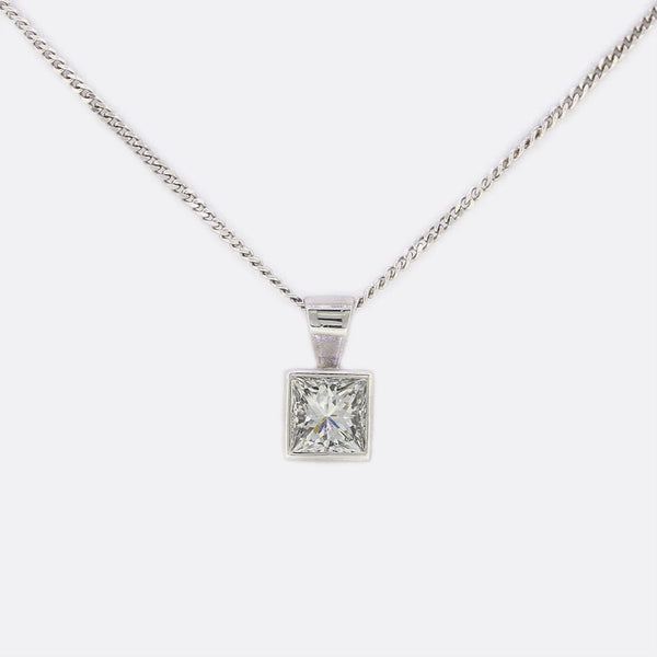 0.50 Carat Princess Cut Diamond Pendant Necklace