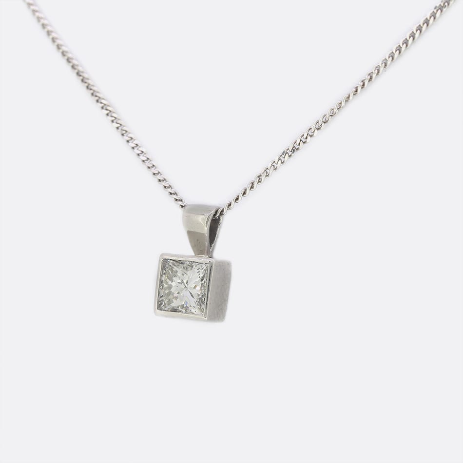 0.50 Carat Princess Cut Diamond Pendant Necklace