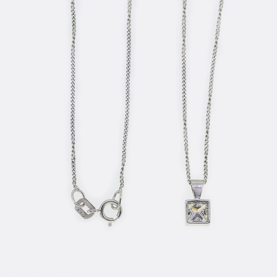 0.50 Carat Princess Cut Diamond Pendant Necklace