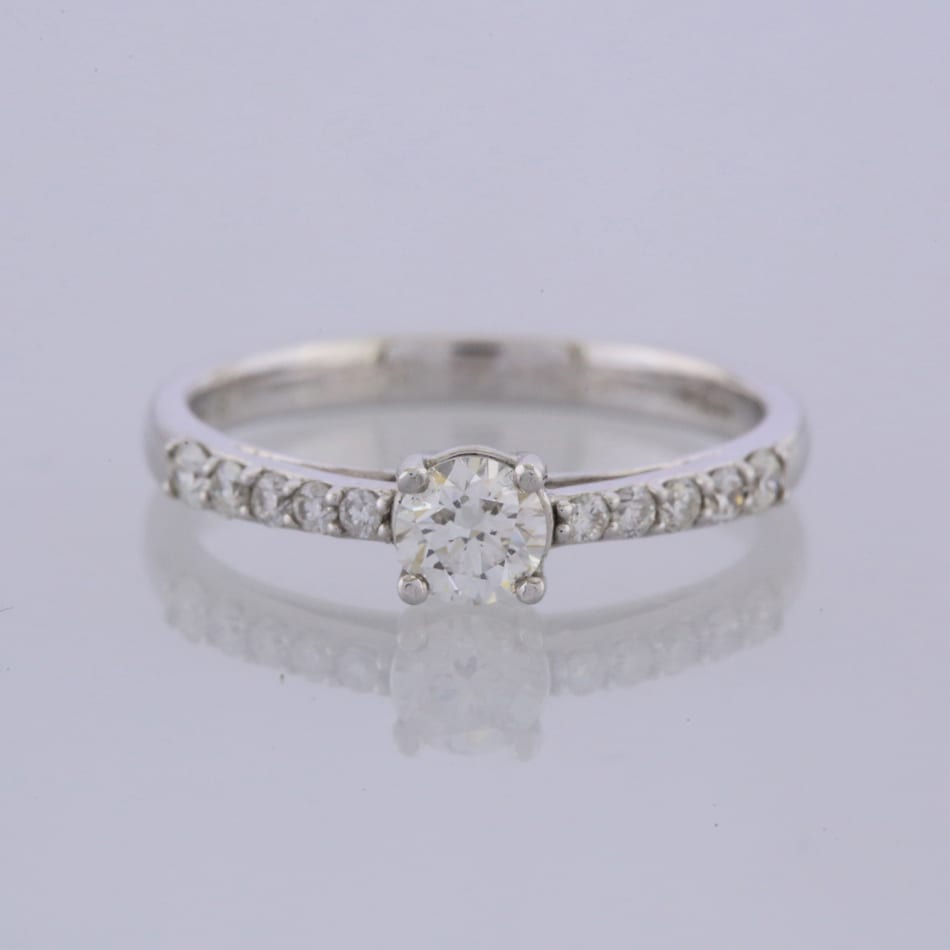 0.30 Carat Diamond Solitaire With Accents Engagement Ring