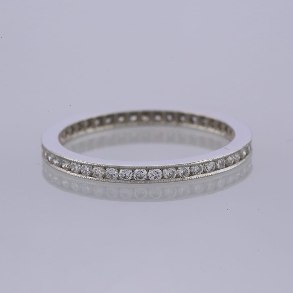 0.45 Carat Channel Set Milgrain Diamond Eternity Ring Size M 1/2