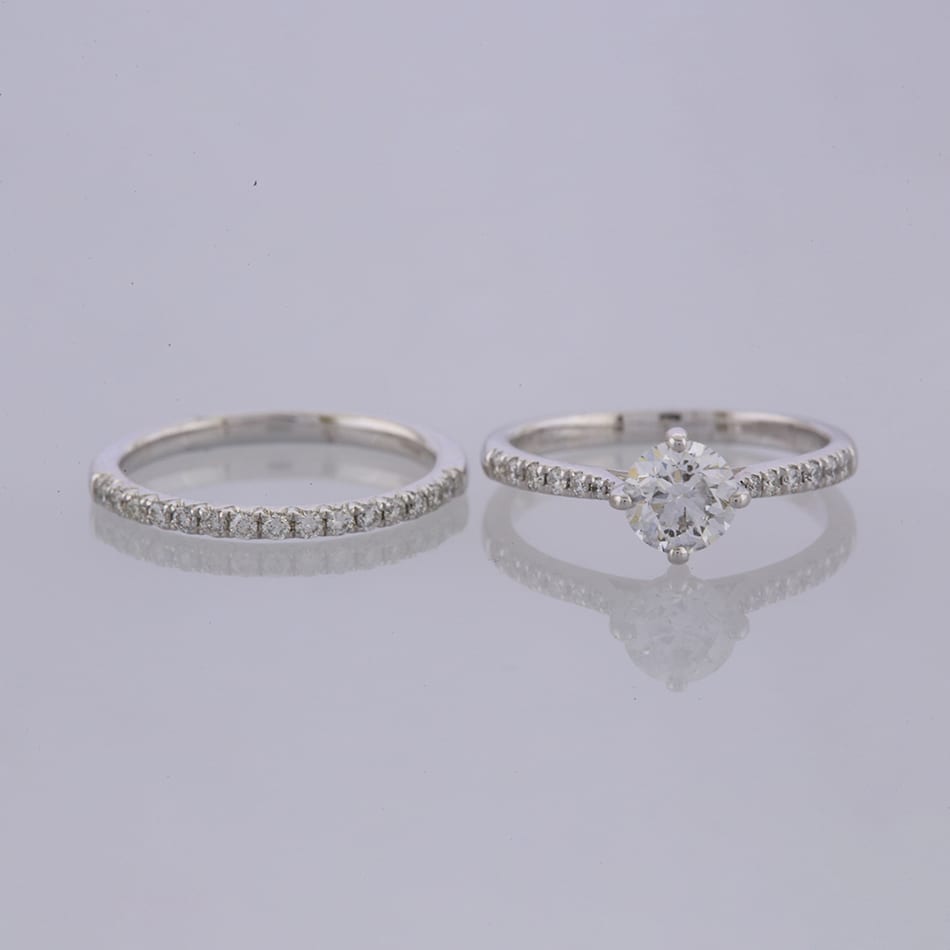 Diamond Engagement and Eternity Ring Size M 1/2