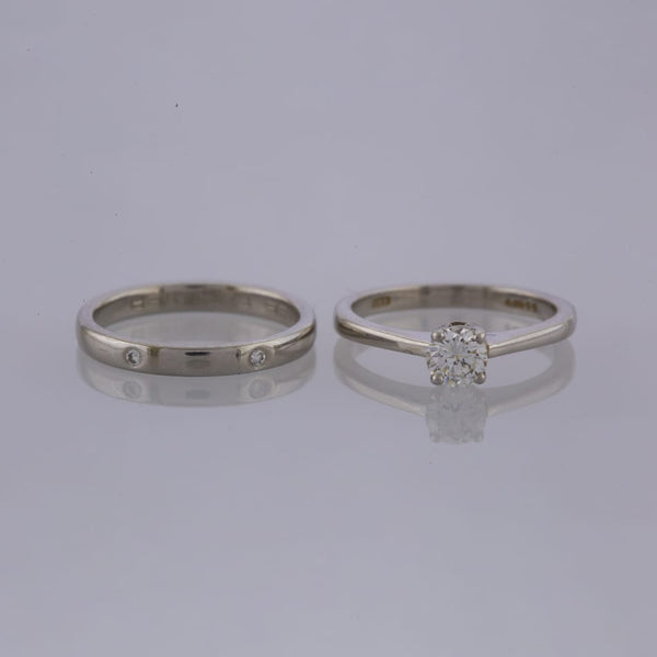 0.37 Carat Solitaire Diamond Engagement and Diamond Band Ring